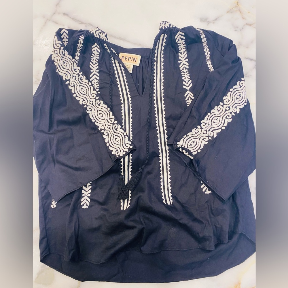 PEPIN poplin embroidered detailed blouse